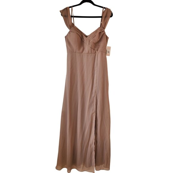 Birdy Grey Spence Bridesmaids Dress Taupe Full Length Chiffon Convertible M - Picture 2 of 13
